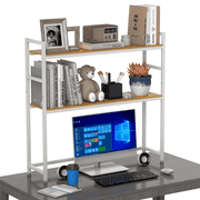 Gomok 2 Tier Computer Desktop Shelf, Adjustable Storage Desk Rack, Computer Organizer for Home, Office, Dorm